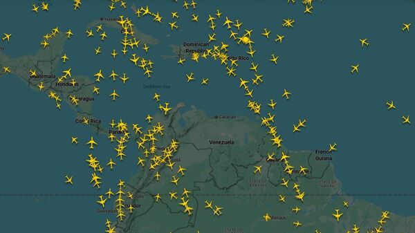 ✈️ 航空機の位置を追跡するサイト「フライトレーダー24」によると、日本時間3日午後4時11分現在、ベネズエラ上空では民間機が確認できない。 - Sputnik 日本