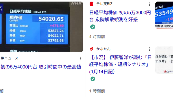 【日経平均株価が一時5万4000円台、衆院解散観測の高まりで】 - Sputnik 日本