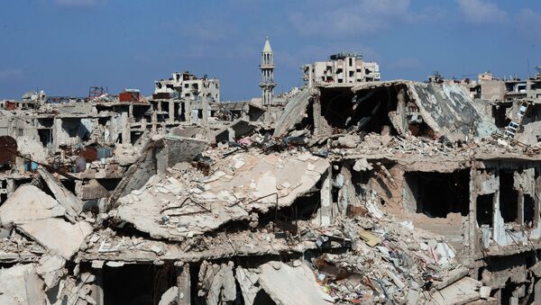 Разрушенные жилые дома в сирийском городе Хомс - Sputnik 日本