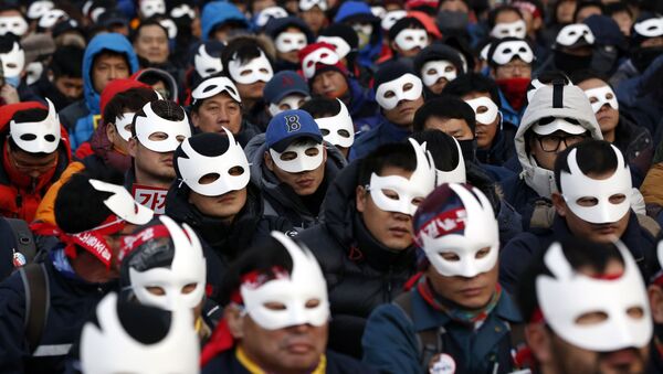 ソウル　大統領退陣を求めるデモに数万人 - Sputnik 日本