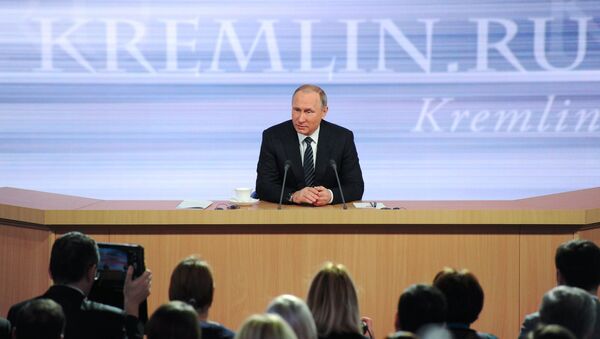 December 17, 2015. Russian President Vladimir Putin at the 11th annual news conference at the World Trade Center on Krasnaya Presnya - Sputnik 日本