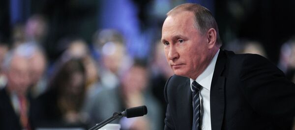 December 17, 2015. Russian President Vladimir Putin at the 11th annual news conference at the World Trade Center on Krasnaya Presnya - Sputnik 日本