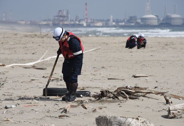 津波災害にあったビーチを点検する警察 - Sputnik 日本