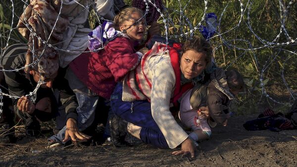 Сирийские беженцы пересекают сербско-венгерскую границу - Sputnik 日本