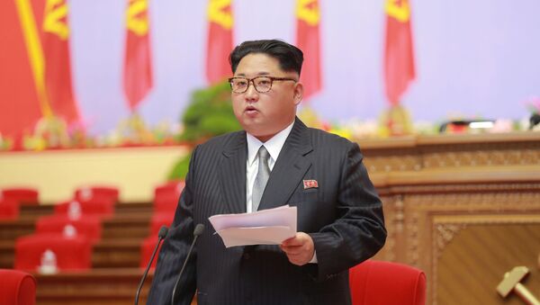 Лидер КНДР Ким Чен Ын во время съезда правящей партии в Пхеньяне - Sputnik 日本