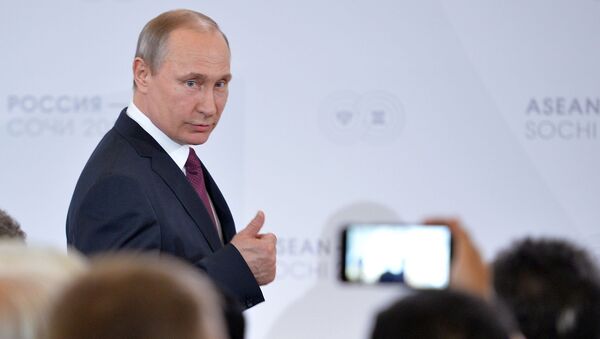 Президент Российской Федерации Владимир Путин на встрече глав делегаций-участников саммита Россия — АСЕАН - Sputnik 日本