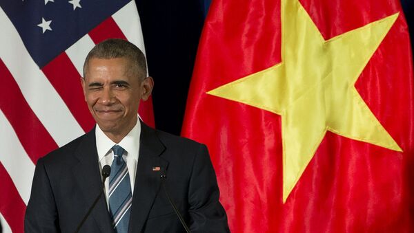 Президент США Барак Обама во время визита в Ханой - Sputnik 日本