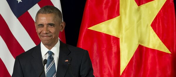 Президент США Барак Обама во время визита в Ханой Президент США Барак Обама во время визита в Ханой - Sputnik 日本