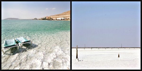 左：死海（イスラエル）。右：バクンチャク湖（ロシア） - Sputnik 日本