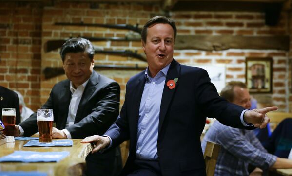 中国の習国家主席とキャロン英首相がパブで、２０１５年ロンドン - Sputnik 日本