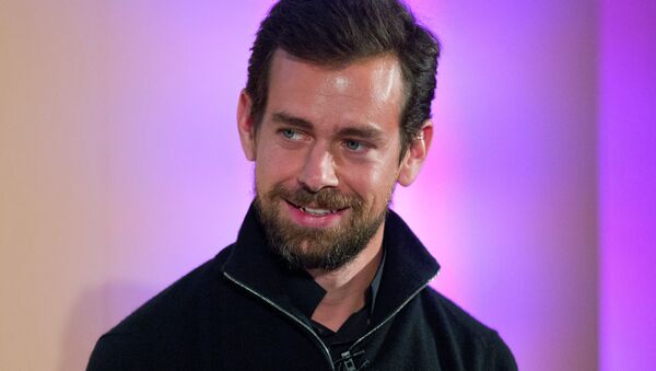 Jack Dorsey, CEO of Square, Chairman of Twitter and a founder of both ,holds an event in London - Sputnik 日本