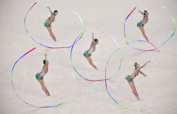 ロシアの新体操選手ら、リオ五輪の団体リボン競技の練習 - Sputnik 日本