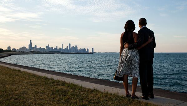 Первая леди Мишель Обама и президент США Барак Обама в Чикаго  - Sputnik 日本