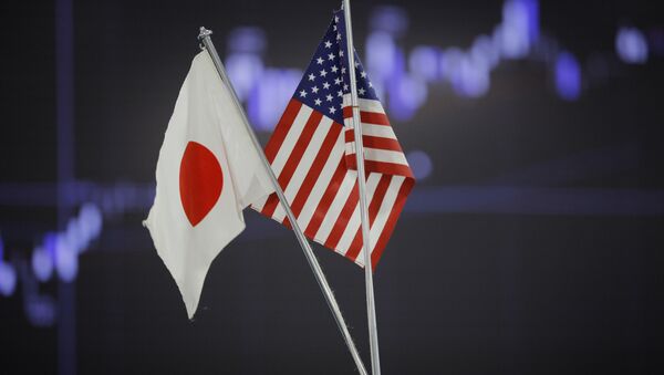 東証にて日米両国国旗 - Sputnik 日本