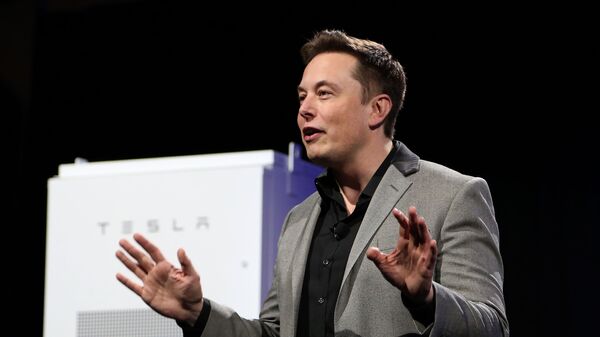 Основатель и руководитель Tesla Inc Илон Маск во время презентации в Калифорнии - Sputnik 日本