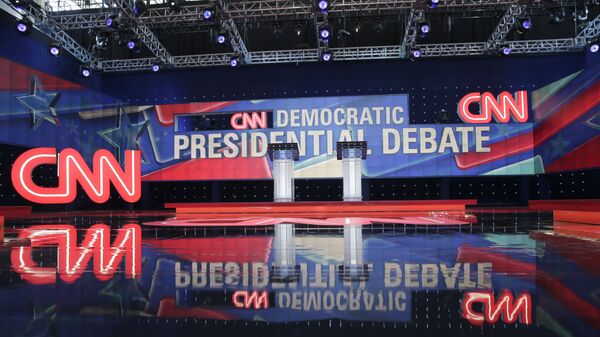 CNN-Studio während Debatten der US-Präsidentschaftskandidaten (Archivbild) - Sputnik 日本