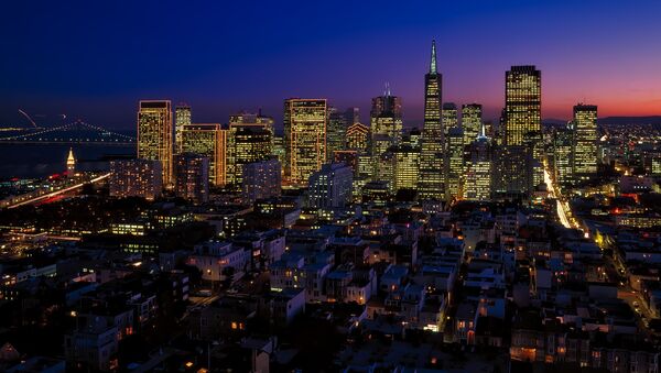 Ночной вид на небоскребы американского города Сан-Франциско - Sputnik 日本