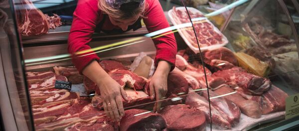 モスクワの市場の肉 - Sputnik 日本