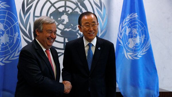 国連のアントニオ・グテーレス事務総長と潘基文（パン・ギムン）前国連事務総長 - Sputnik 日本