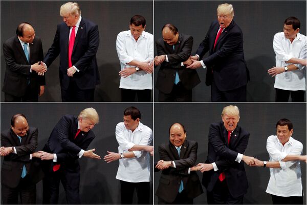 トランプ米大統領　フィリピン、マニラのASEANミット開幕式での握手 - Sputnik 日本