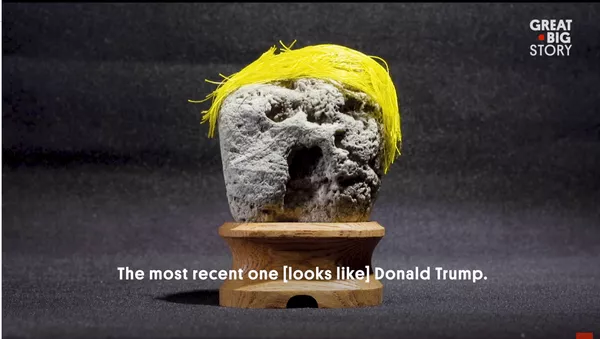 ドナルド・トランプやジョニーデップが、日本の人面石博物館の展示品に