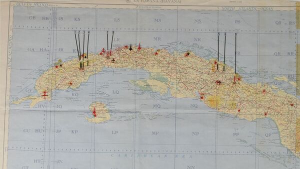 キューバ危機時、   ケネディー米大統領使用の機密地図　キューバ島にあるソ連の軍事施設の位置が示されている
 - Sputnik 日本