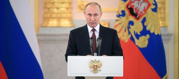 Президент РФ Владимир Путин на церемонии вручения верительных грамот послов иностранных государств в Александровском зале Большого Кремлевского дворца Президент РФ Владимир Путин на церемонии вручения верительных грамот послов иностранных государств в Александровском зале Большого Кремлевского дворца - Sputnik 日本