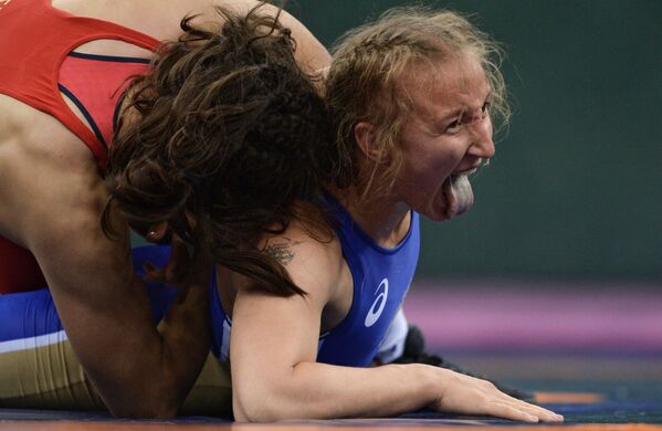 ロシア人選手ワレリヤ・ラジンスカヤ（右）、バクーで開催された第一回欧州競技大会女子部門で金メダル - Sputnik 日本