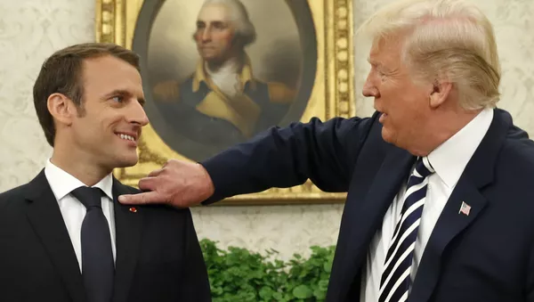 トランプ大統領　マクロン仏大統領の肩のフケを指さし、払う【動画】 - Sputnik 日本