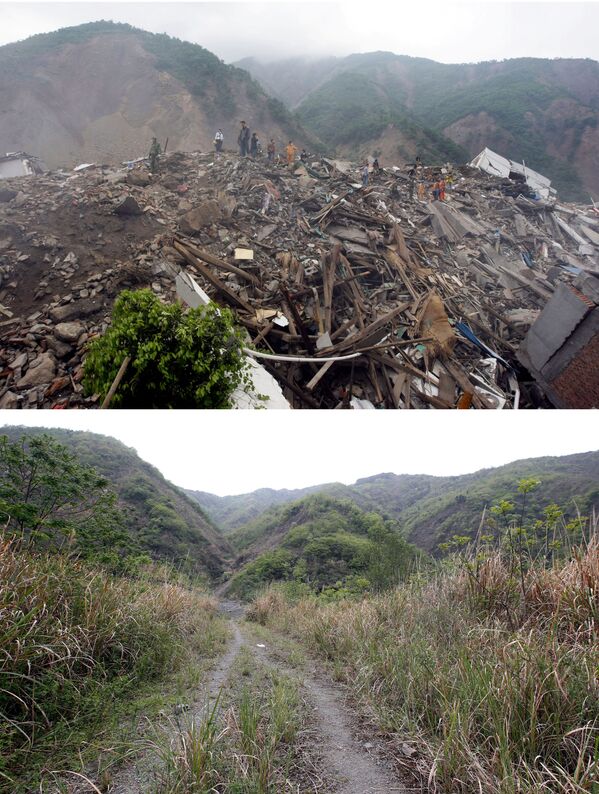 四川大地震時の損害の写真（上）と１０年後の写真（下） - Sputnik 日本