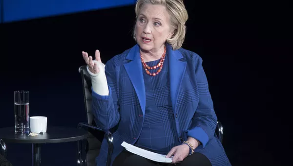 Hillary Clinton speaks during the ninth annual Women in the World Summit, Friday, April 13, 2018, in New York - Sputnik 日本