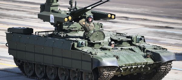 Боевая машина поддержки танков Терминатор во время репетиции Парада Победы на военном полигоне Алабино в Московской области - Sputnik 日本