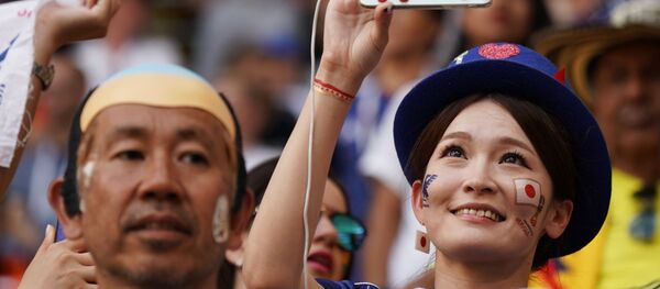 Болельщики сборной Японии перед матчем группового этапа чемпионата мира по футболу между сборными Колумбии и Японии - Sputnik 日本