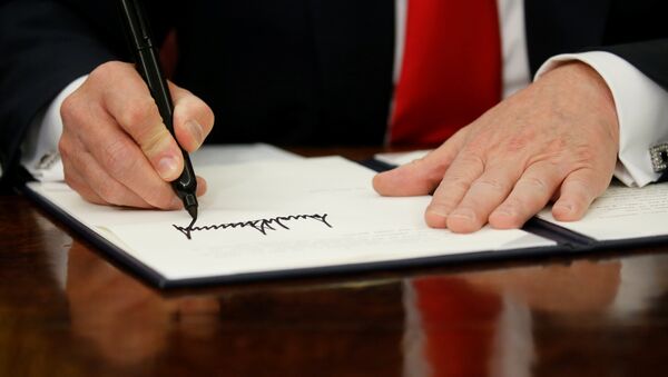 US-Präsident Donald Trump hat ein Dekret zum Stopp der Familientrennungen bei illegalen Einwanderern an der Grenze zum Nachbarland Mexiko unterzeichnet - Sputnik 日本