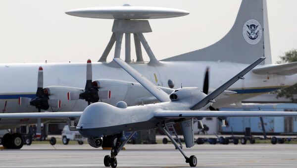 General Atomics MQ-9 Reaper unmanned aircraft taxis at the Naval Air Station in Corpus Christi, Texas. - Sputnik 日本