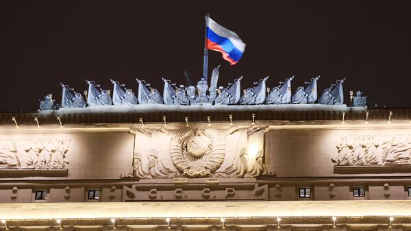 Flag on the Russian Defense Ministry building on Frunzenskaya embankment in Moscow - Sputnik 日本