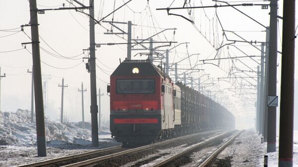 Грузовой поезд следует по одному из ответвлений Транссибирской железнодорожной магистрали в Новосибирской области - Sputnik 日本