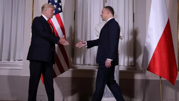 Президент США Дональд Трамп и президент Польши Анджей Дуда во время встречи в Варшаве