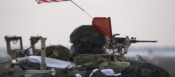 U.S. army M1 Abrams tank attends firing exercise after the inauguration ceremony of bilateral military training between U.S. and Polish troops in Zagan, Poland, January 30, 2017 - Sputnik 日本