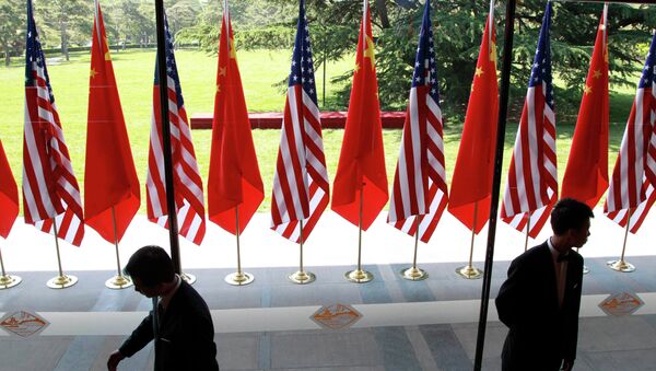 Chinese and US national flags - Sputnik 日本