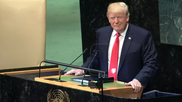 Президент США Дональд Трамп выступает на Генеральной Ассамблее Организации Объединенных Наций в Нью-Йорке - Sputnik 日本