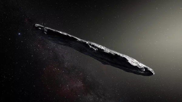 This artist’s impression shows the first interstellar asteroid: 'Oumuamua. This unique object was discovered on 19 October 2017 by the Pan-STARRS 1 telescope in Hawai`i. This artist’s impression shows the first interstellar asteroid: 'Oumuamua. This unique object was discovered on 19 October 2017 by the Pan-STARRS 1 telescope in Hawai`i. - Sputnik 日本