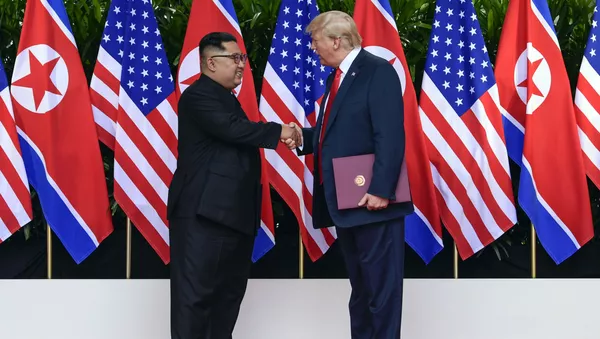 ６月１２日にシンガポールで行われた米朝首脳会談 - Sputnik 日本