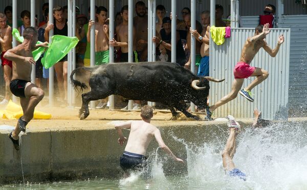 Традиционный фестиваль бега от быков Бус-ла-Мар в Испании - Sputnik 日本