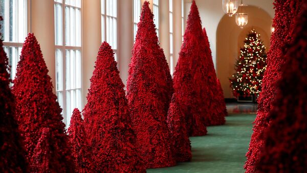 Деревья из красных ягод в Белом доме в Вашингтоне - Sputnik 日本