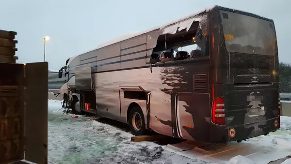 Автобус после ДТП в Швейцарии