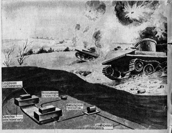 雑誌掲載の戦車や車を故障させる見えない磁場のイラスト。１９３９年 - Sputnik 日本