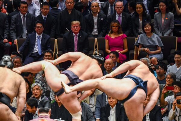 トランプ米大統領と安倍首相　夫人同伴で東京両国国技館にて大相撲観戦 - Sputnik 日本