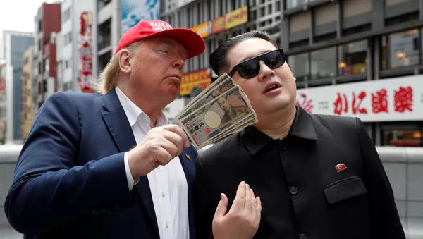金委員長とトランプ大統領のそっくりさん、大阪で仲良くたこ焼きを食べる - Sputnik 日本