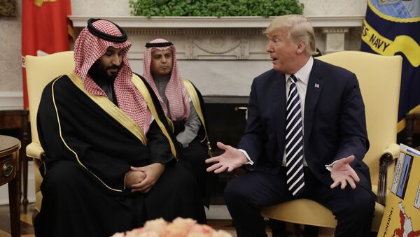 Наследный принц Саудовской Аравии Мухаммед бен Салман Аль Сауд и президент США Дональд Трамп в Вашингтоне - Sputnik 日本